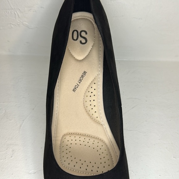 NIB SO Opening black memory foam wedge heels 10 - Picture 7 of 10